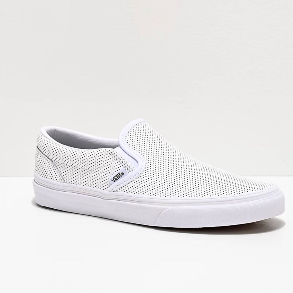 Women’s Vans White Perforated Leather Sneaker